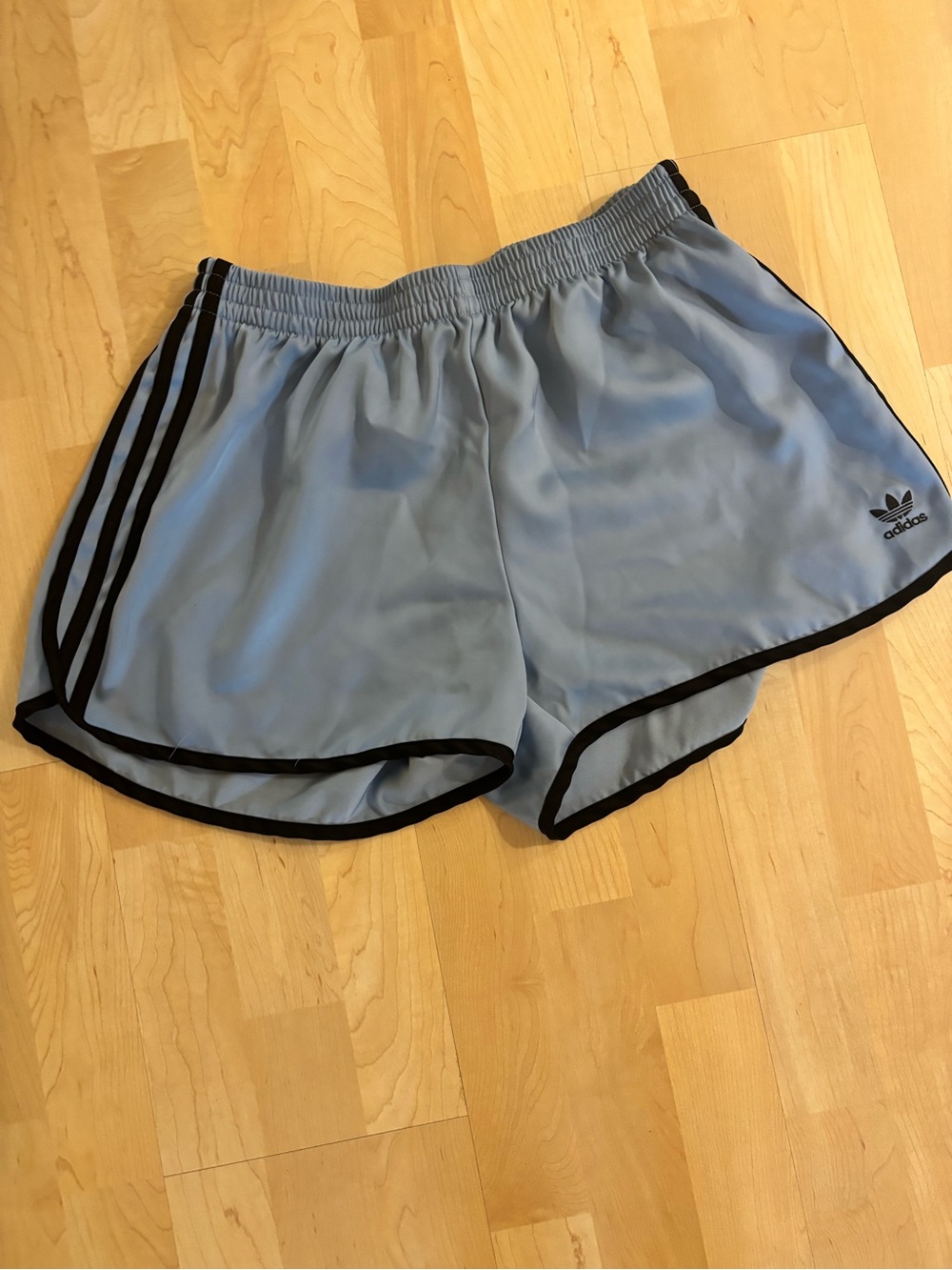 adidas Light Blue Women's Athletic Shorts with Black Trim